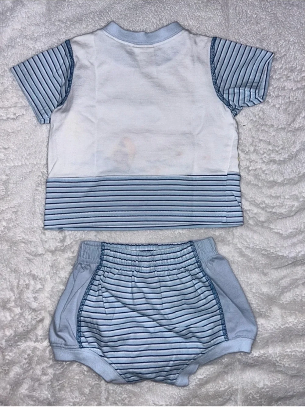 Vintage 90s Little Me Blue and White Striped Baby Matching Set